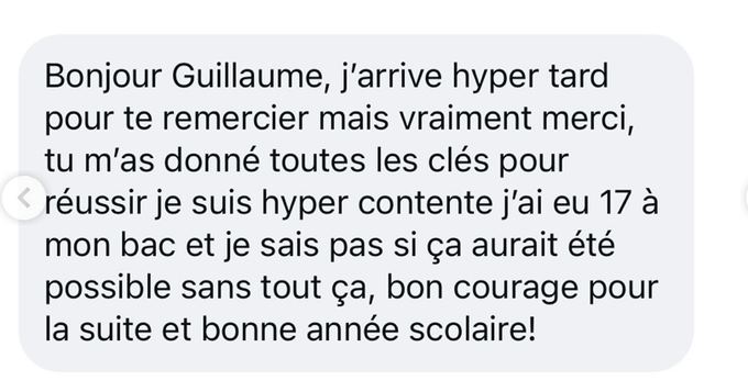 Message d'un élève : 17 au bac